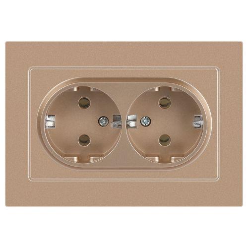 Розетка 2-м СП Accent 6-205-04 16А IP20 250В 2P+E Schuko AL/CU шампань Intro Б0063492