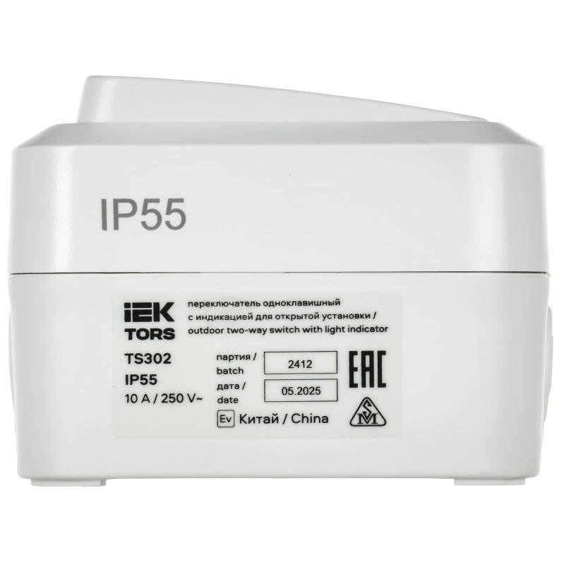 Переключатель 1-кл. ОП TORS TS302 10А IP55 с индикацией бел. IEK TS-V10-1-10-55-K01