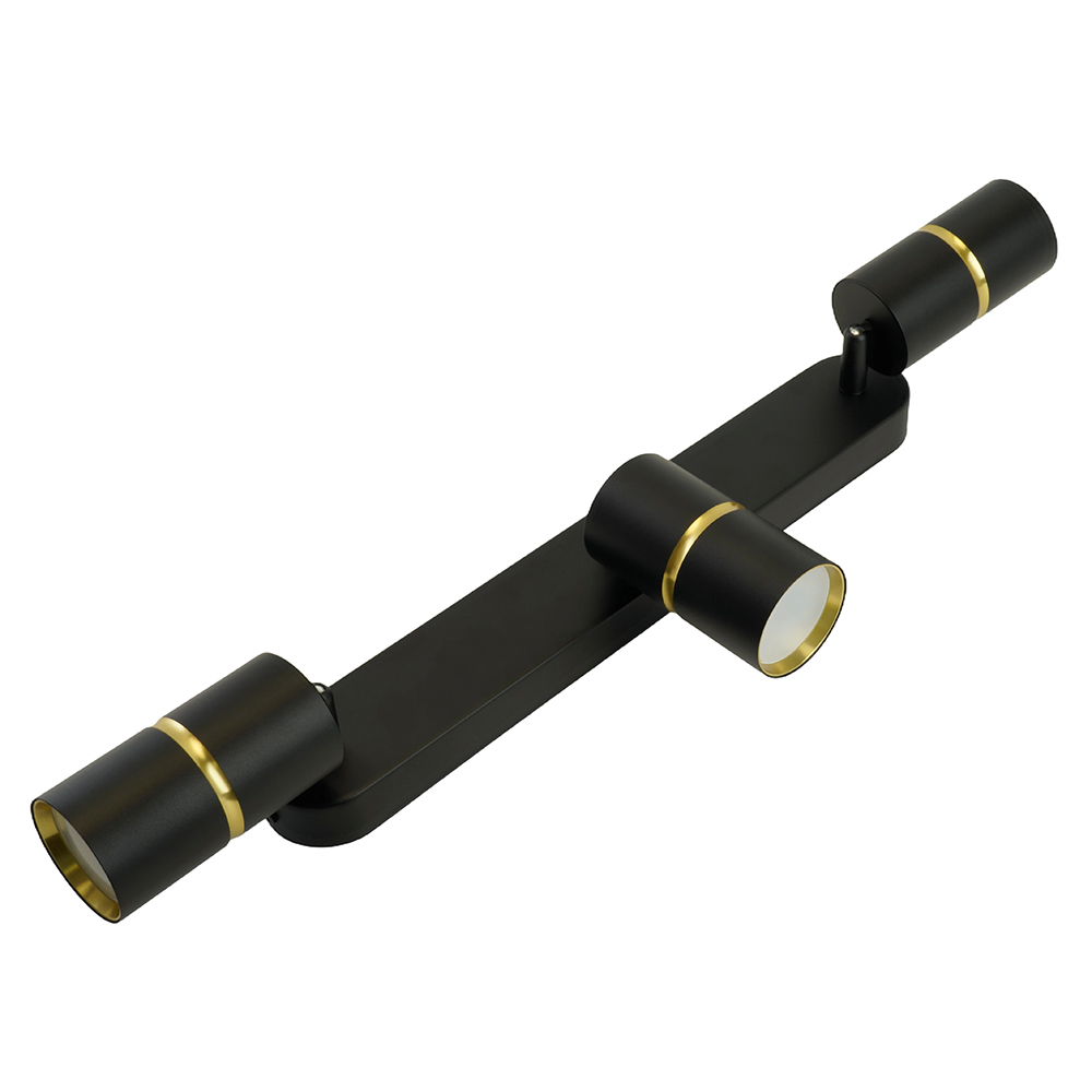 Светильник ДБО 3хGU10 без ламп наклонный черный золото