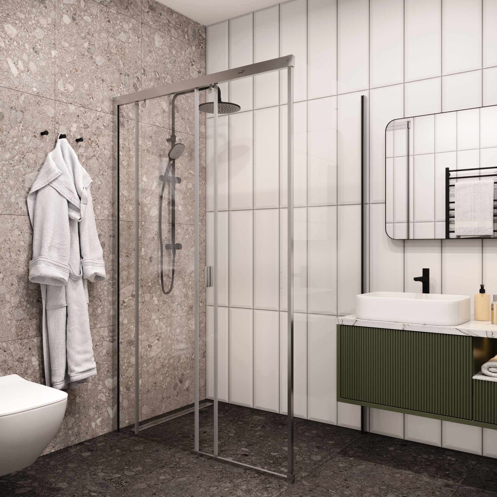 Ограждение MARBELLA 120 L душевое Ceruttispa без поддона (80x120x190)