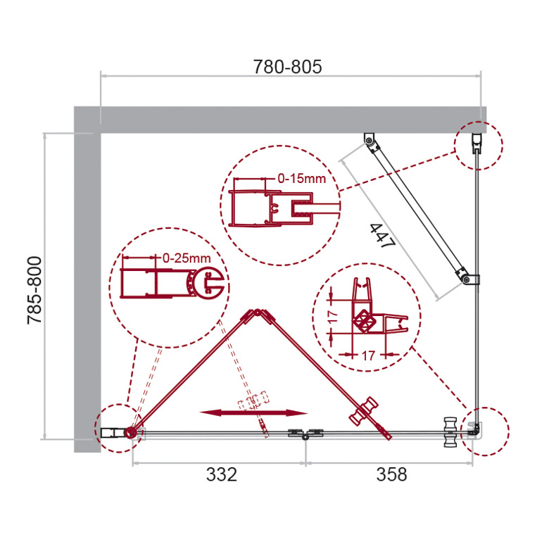 Душевой уголок BelBagno ALBANO-AS-1-80-C-Cr