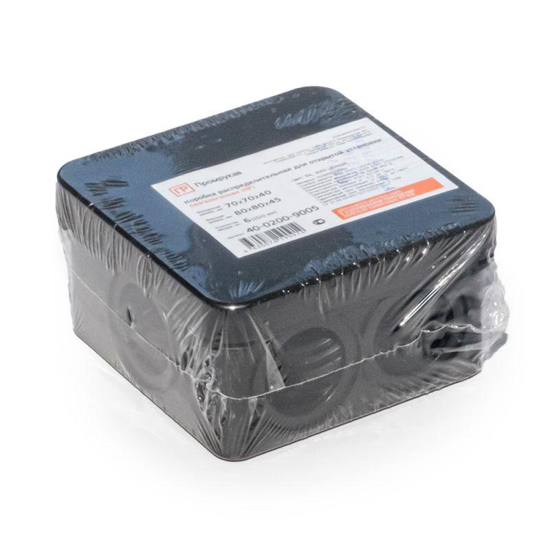 Коробка распределительная ОП 70х70х40мм безгалоген. (HF) черн. Промрукав 40-0200-9005