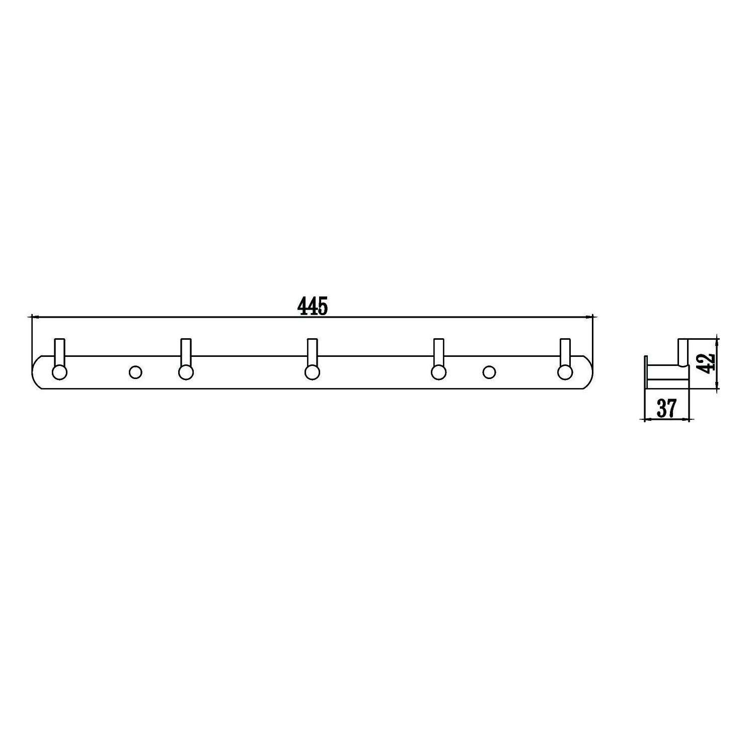 Планка с крючками Savol S-007215, хром