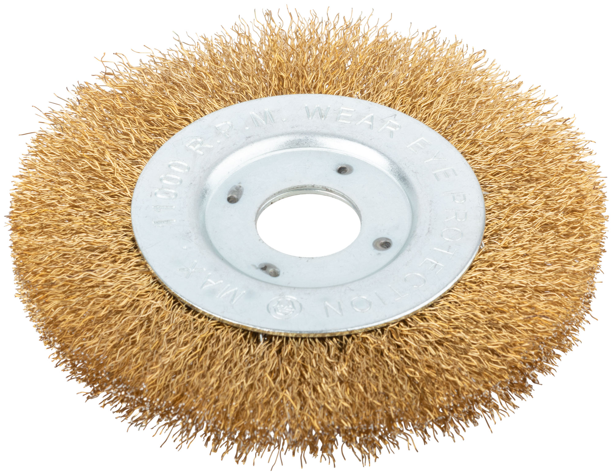 Корщетка-колесо, посадочный диаметр 22,2 мм, стальная латунированная волнистая проволока 125 мм