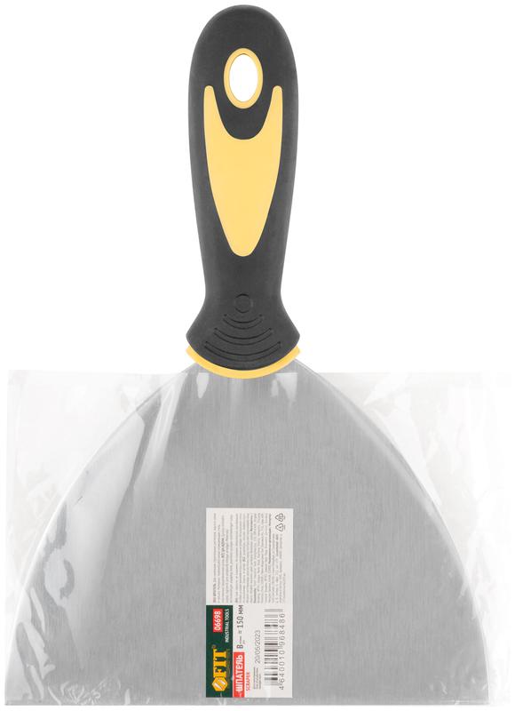 Шпатель нерж. сталь прорезиненная ручка 6дюйм (150мм) FIT 06698