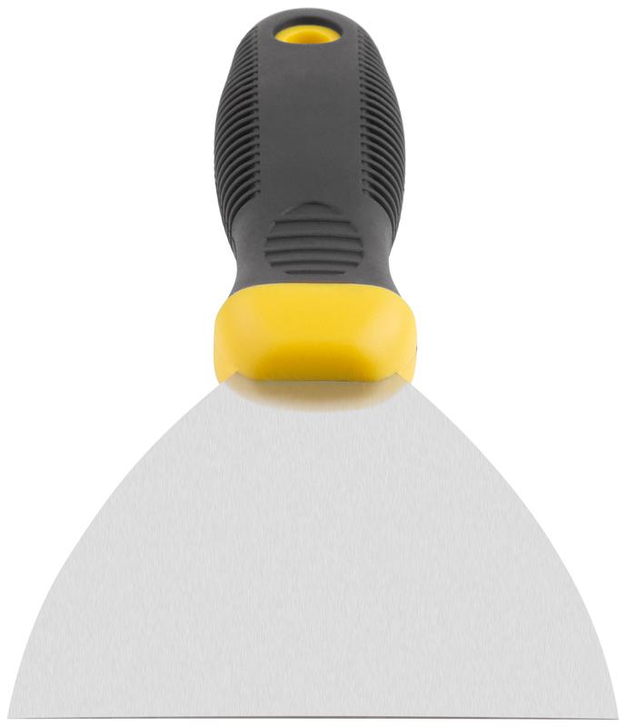 Шпатель нерж.сталь прорезин.ручка 4дюйм (100мм) черн.-желт. FIT 06686