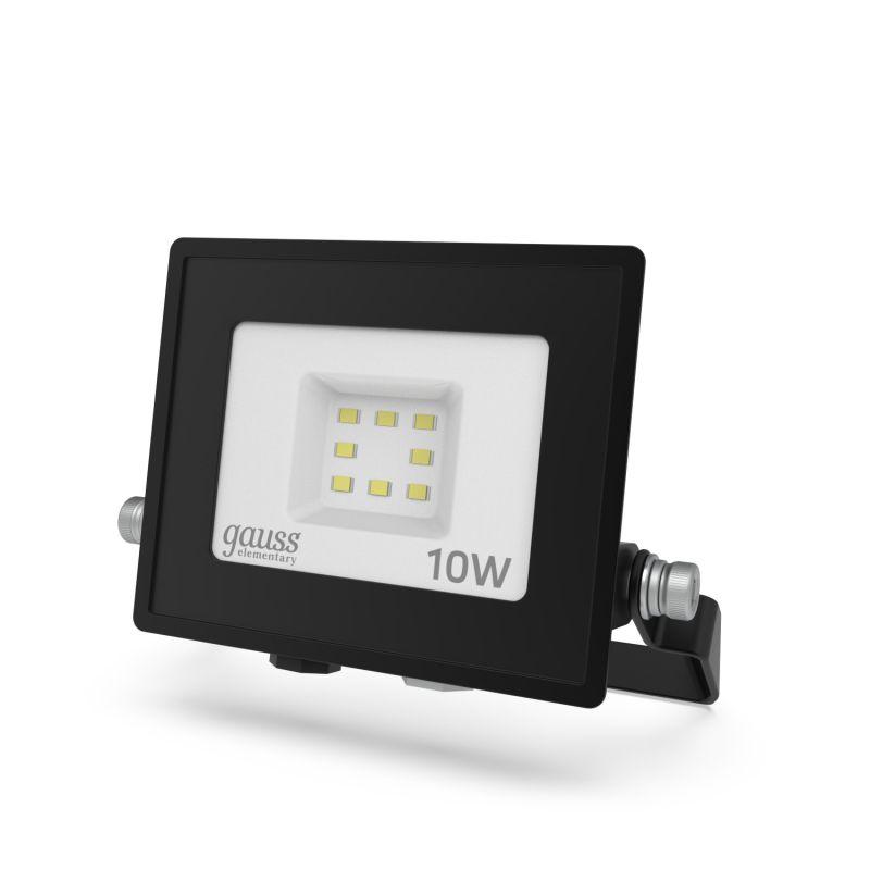 Прожектор светодиодный Elementary 10Вт IP65 6500К 850лм PROMO G3 черн. GAUSS 613100310P