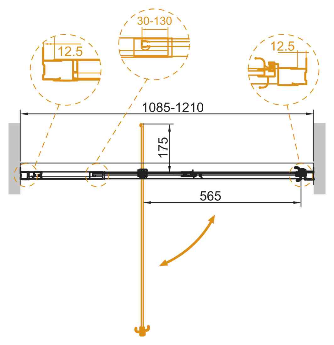 Душевая дверь CEZARES VARIANTE-B-1-110/120-C-Cr