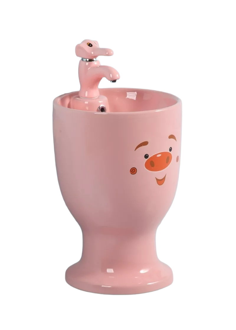 Раковина Gid Nb193-PK 69911 накладная с пъедесталом розовая 37x37x53