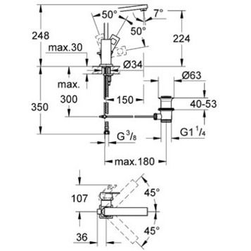 Смеситель Grohe Eurocube 23135000 для раковины