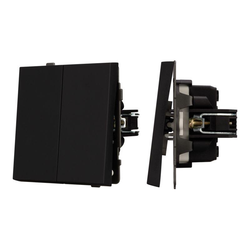 Механизм выключателя двухклавишный проходной SWT-TENDO-MKP2-SFPL-BK 230В 10А Arlight 054553