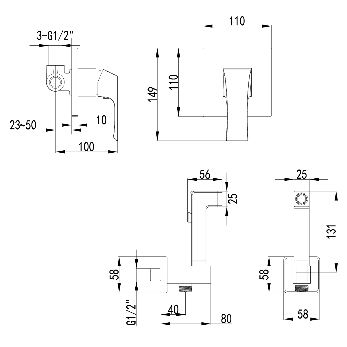 Смеситель гигиенический душ Lemark Unit (LM4519C)