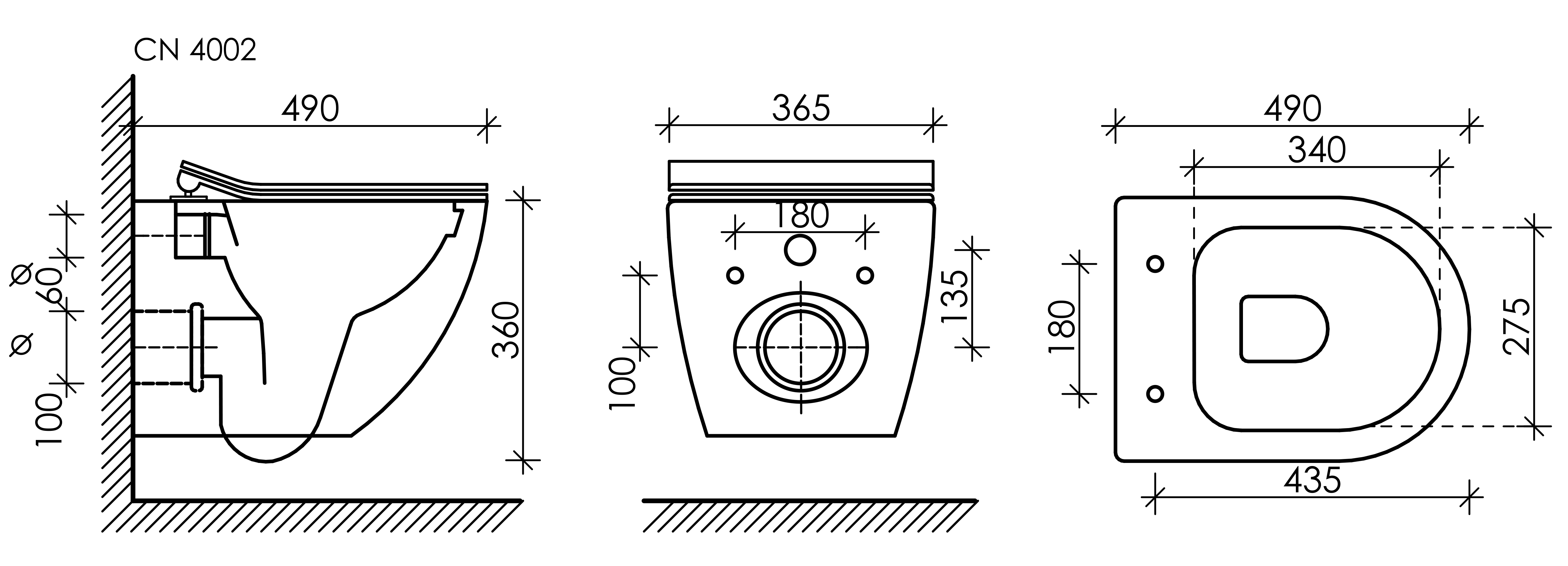 Подвесной унитаз Metropol Rimless, CN4002