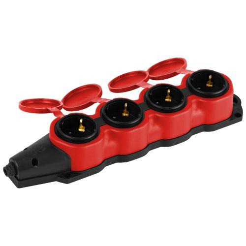 Колодка 4-м с заземл. 16A IP44 KX-4e-RED-IP44 каучук. красн. Эра Б0068456