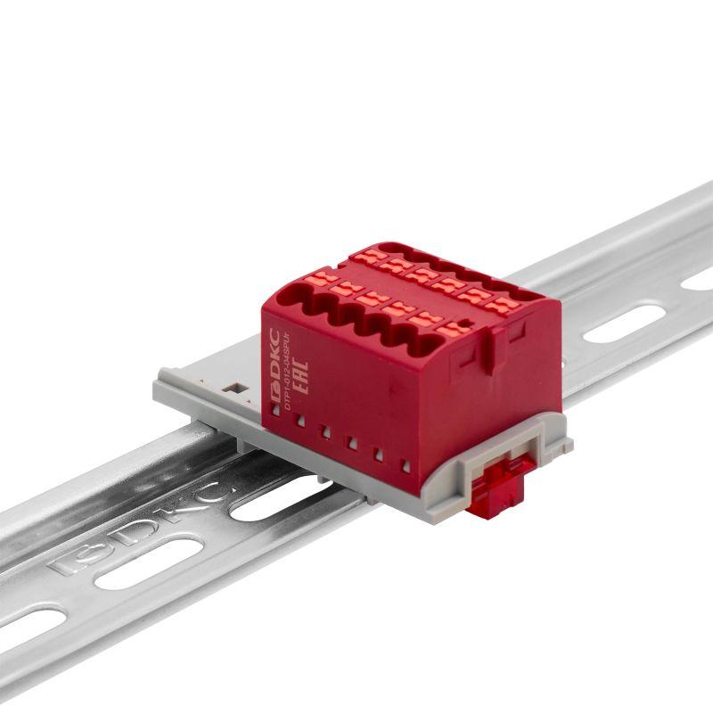 Блок распределительный зажим push-in 12 точек подключения 25кв.мм красн. DKC DTP1-012-04SPUR