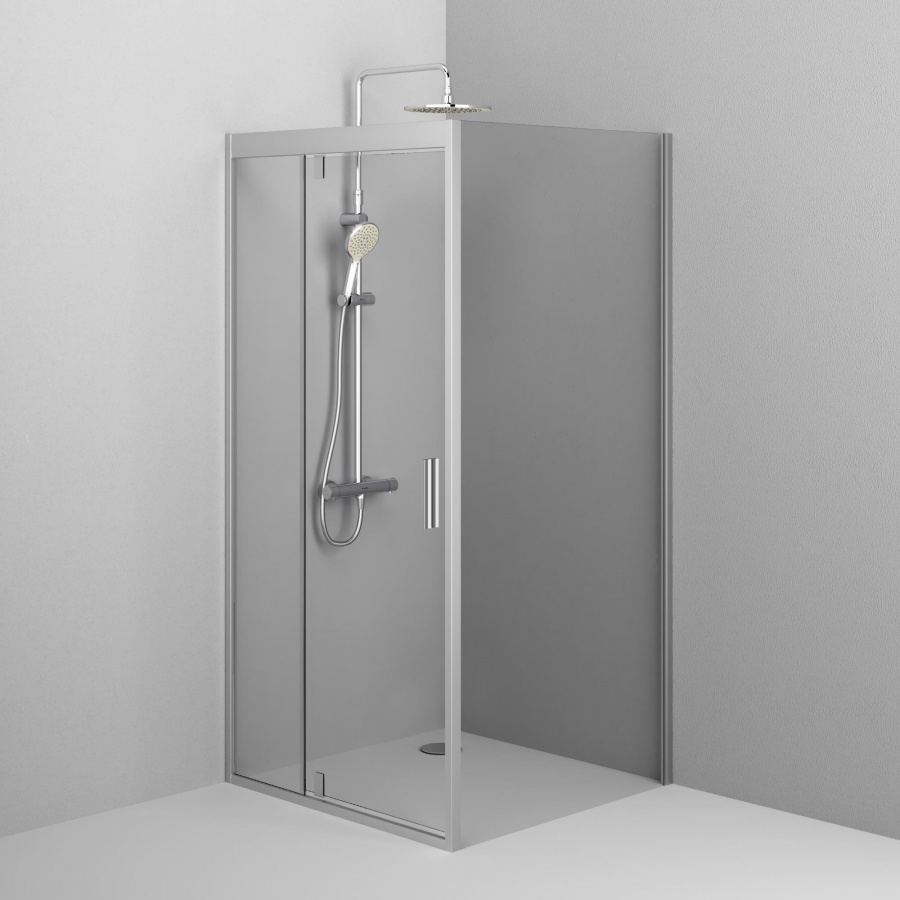W90G-404-090MT Душевое ограждение Gem Sqare Pivot 90x90 стекло прозрачное, профиль матовый хром, без