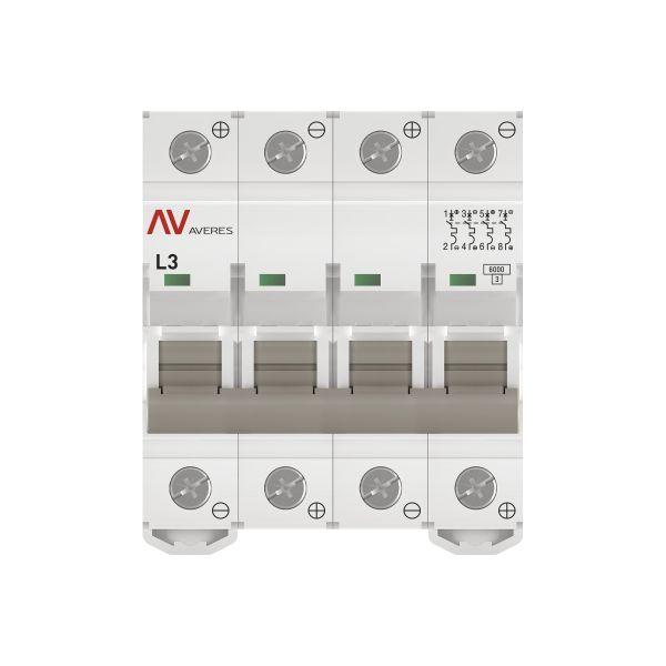 Выключатель автоматический модульный 4п L 3А 6кА AV-6 DC AVERES EKF mcb6-DC-4-03L-av