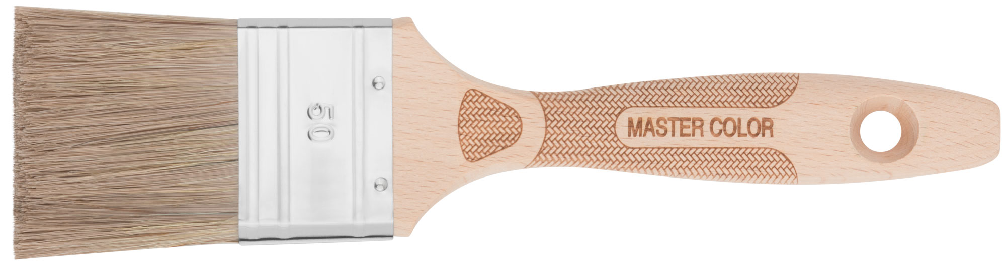 Кисть флейцевая, толщ. 16 мм, 70% ПЭT/30% нат.щетина, нерж. обжим., буковая ручка, ширина 50 мм