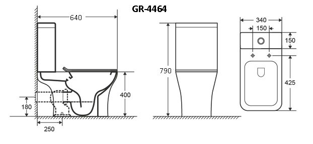 Унитаз gr-4464s classic (640*340*790) напольный безободковый