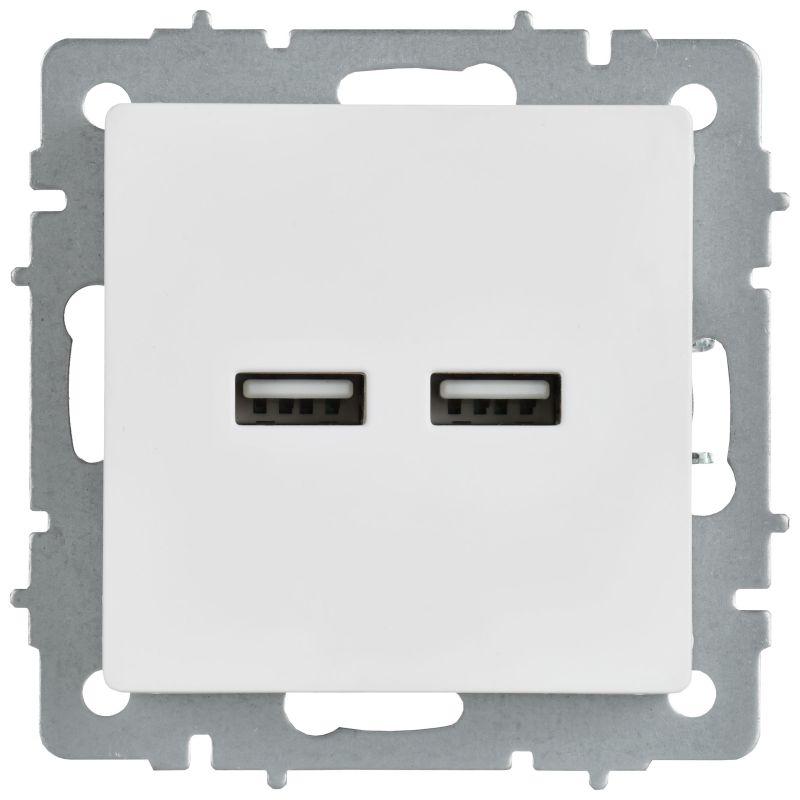 Розетка BRITE РЮ10-1-БрАБ USB A+A 3.1А механизм арктич. бел. IEK BR-U21-D31-K91