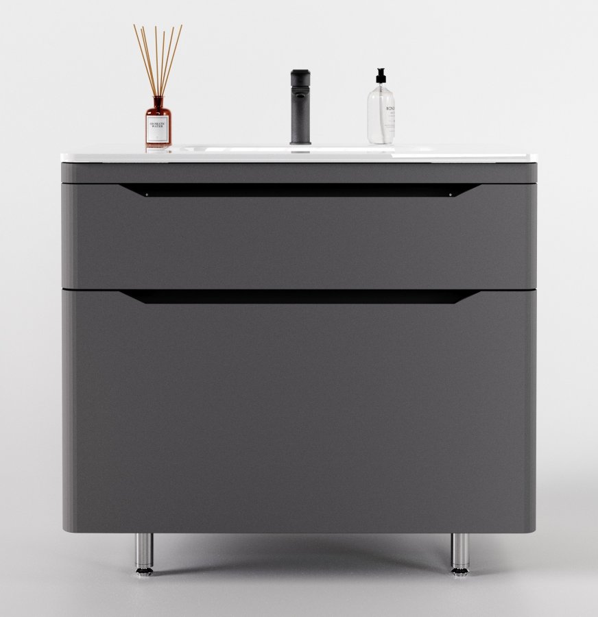 Тумба напольная "Марелла 90" (2 ящ.) Люкс антискрейтч серый, PLUS