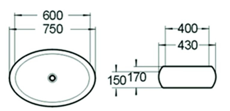 Раковина керамическая (накладная) SL-1036