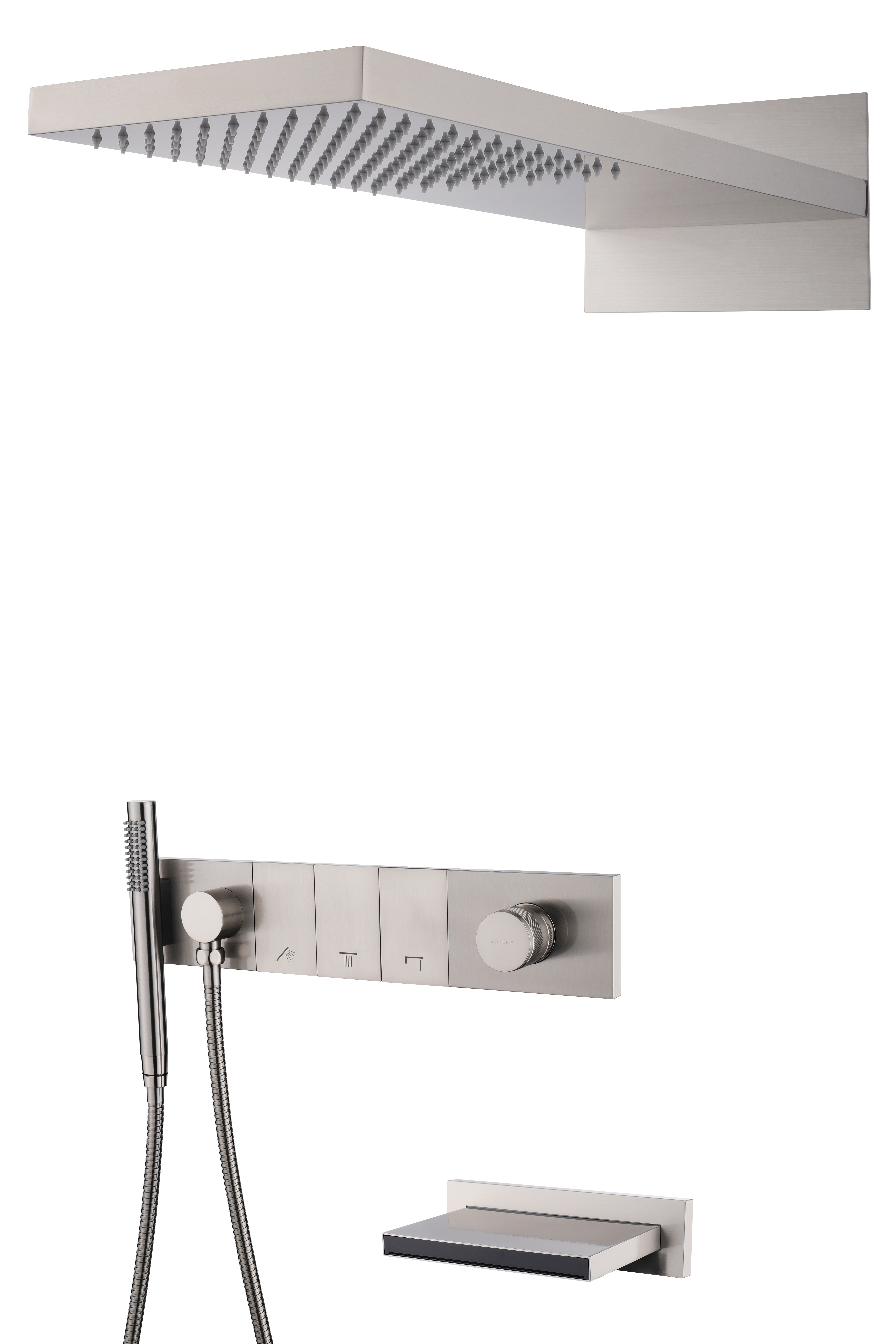 Встроенная душевая система  ZODIAC с термостатом, трехпозиционная GUN METAL