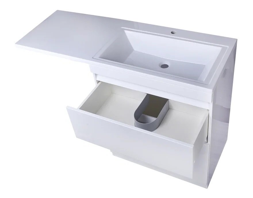 Тумба напольная "Даллас 140", 2 ящика, Люкс белая, PLUS