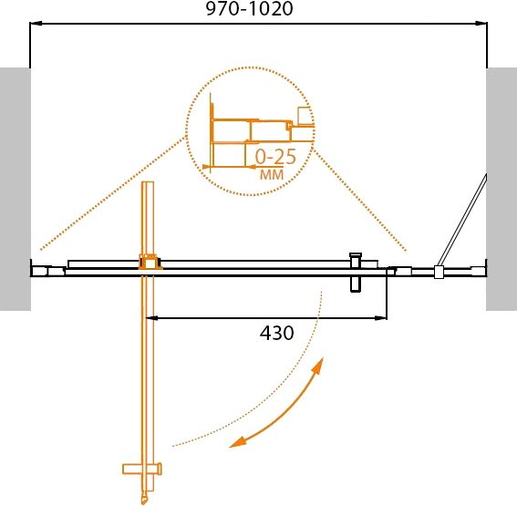 Душевая дверь CEZARES MOLVENO-BA-11-70+30-C-Cr-IV