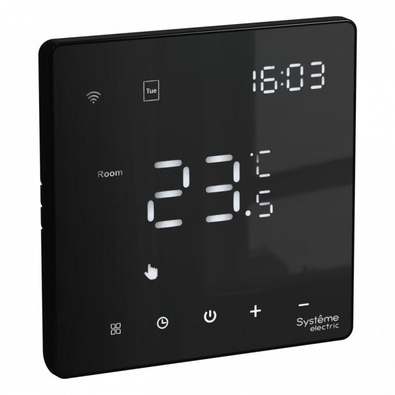 Термостат программируемый ArtGallery 16А с Wi-Fi для электрич. теплого пола моноблочный черн. SE GAL001038