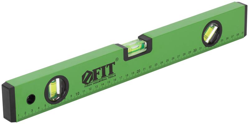 Уровень "Техно" 3 глазка фрезер. рабочая грань шкала 400мм корпус зел. FIT 18114