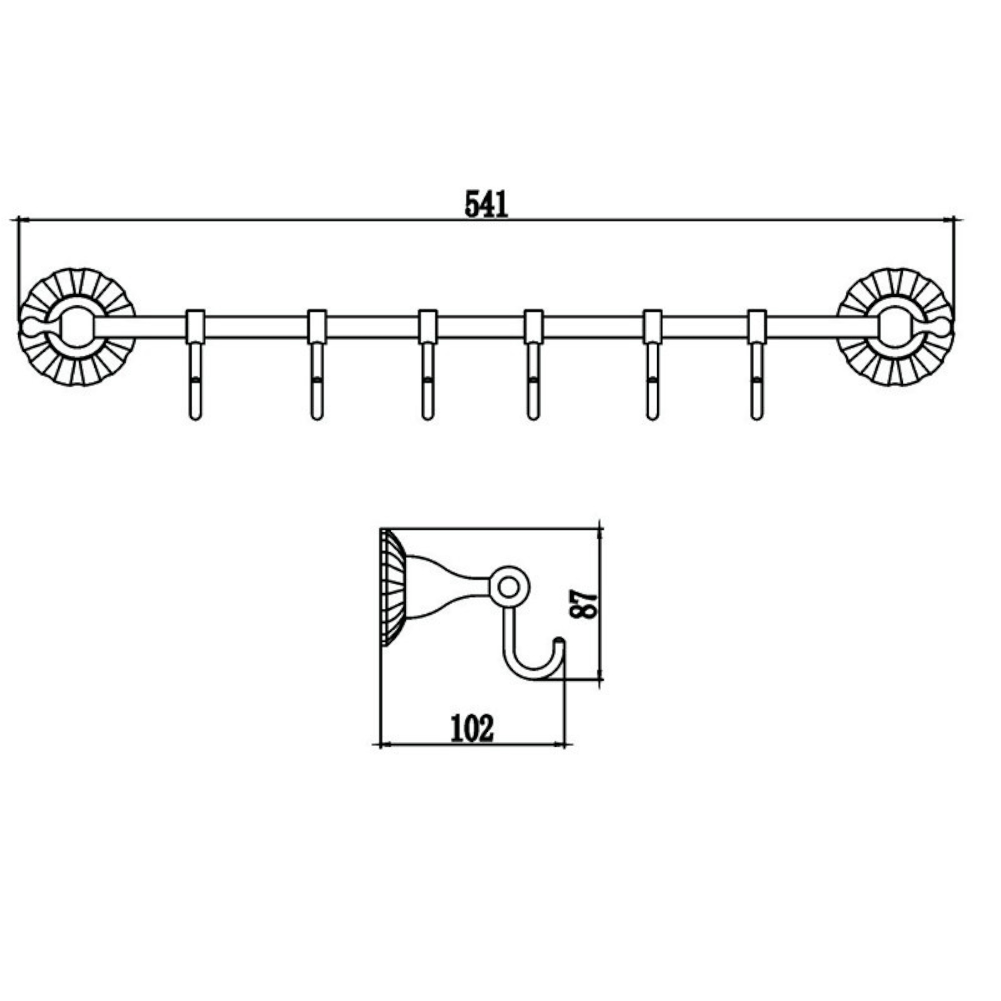 Планка с крючками Savol S-08976C, бронза