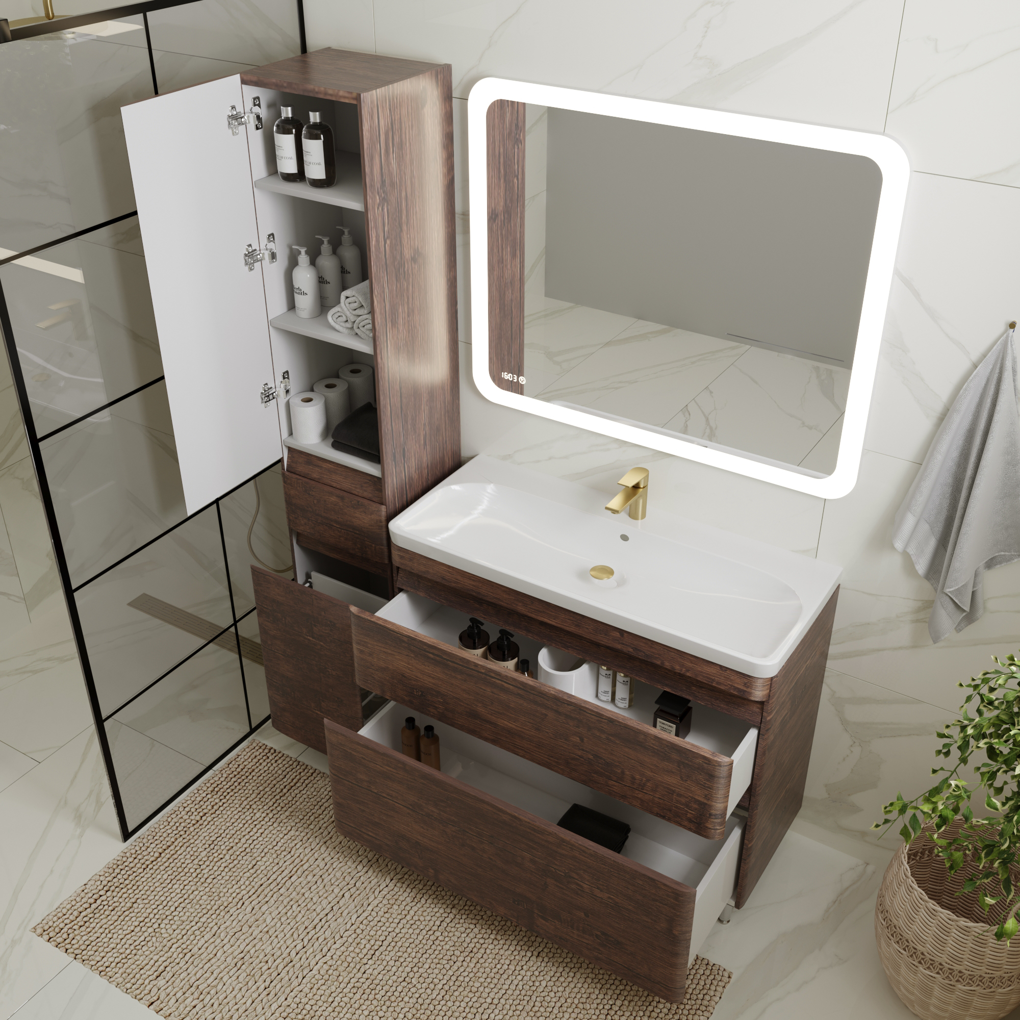 Тумба напольная "Атлантика 100", Люкс старое дерево, PLUS