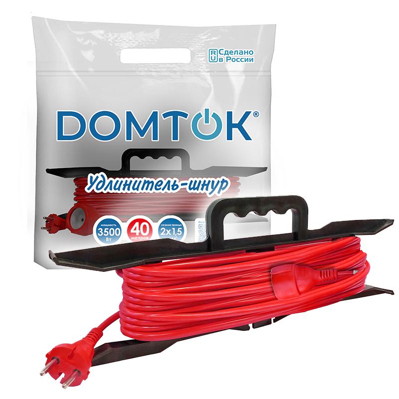 Удлинитель-шнур на рамке 1х40м без заземл. 16А IP20 3.5кВт ПВС 2х1.5 DOMTOK 2502