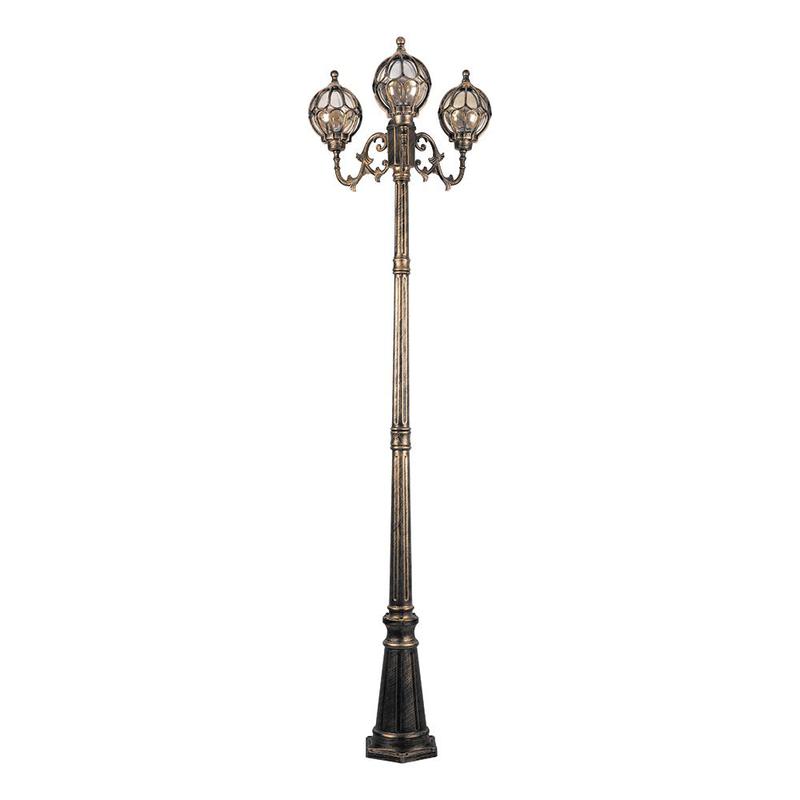 Светильник садово-парковый 3х60Вт 230В E27 черн. зол. IP44 PL3709 FERON 11389