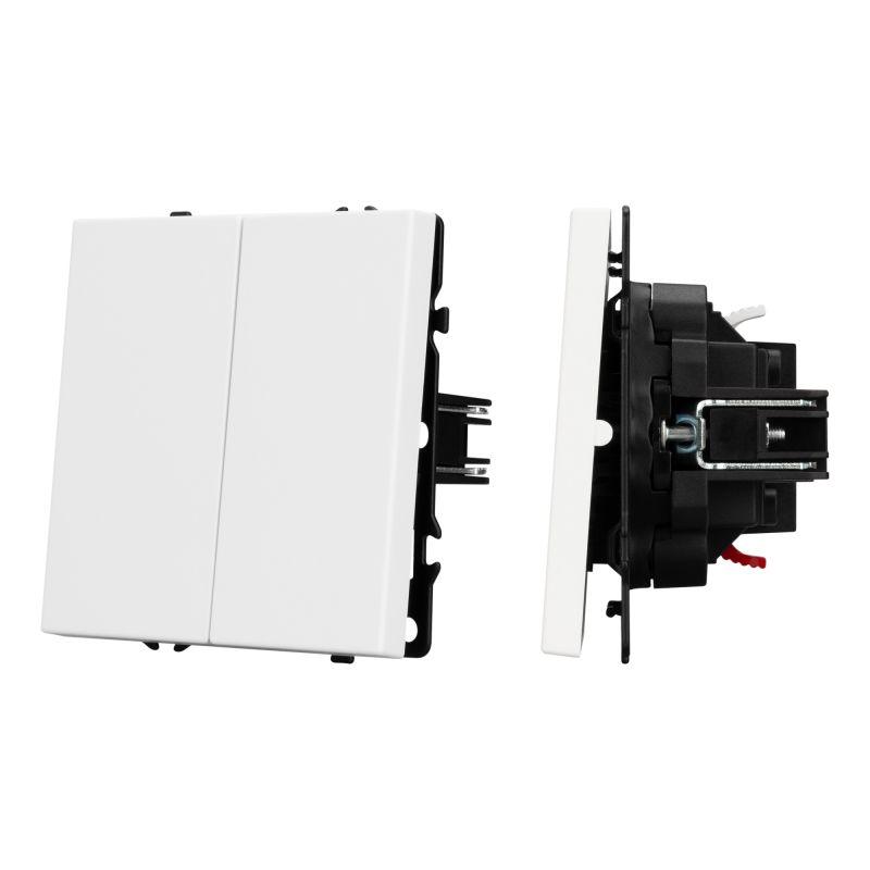 Механизм выключателя двухклавишный проходной SWT-NOBE-MKP2-SFPL-WH 230В 10А Arlight 054242