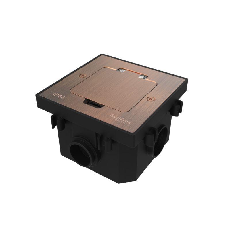 Лючок MultiDesk MDK21 с розеткой 2P+E 16А 250В IP44 с монтажной коробкой для бетонных полов медь SE MDK21202CC