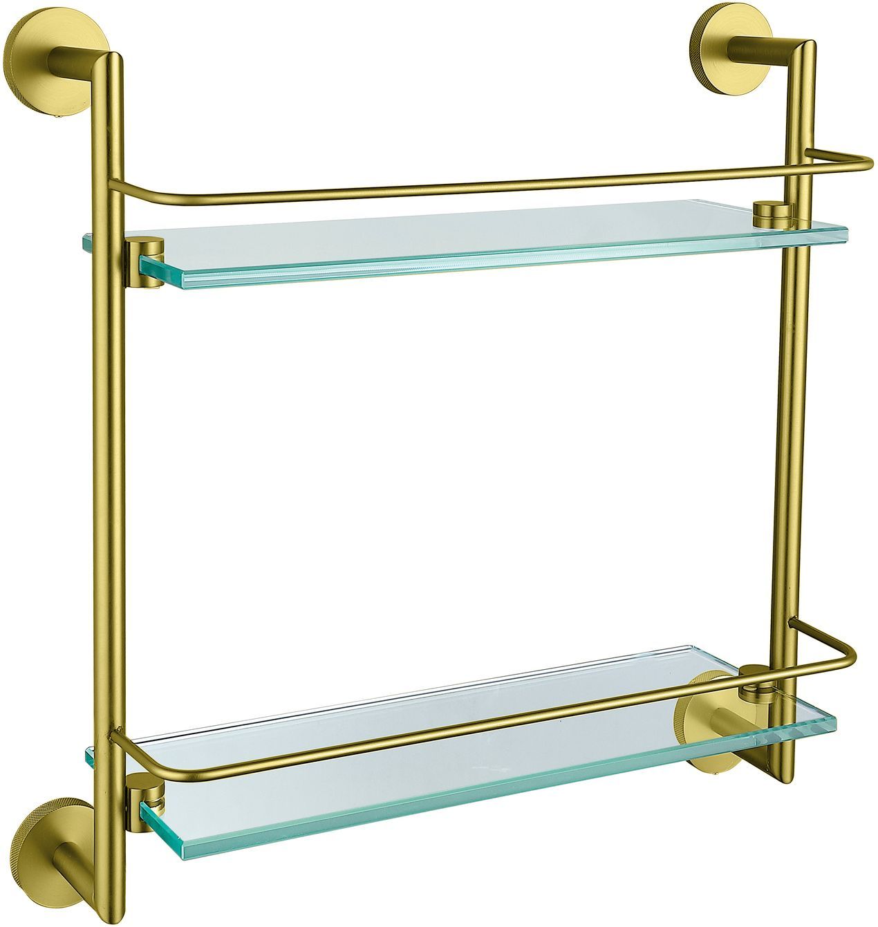 6.31015-GB PRIORITY Полка стекло, двойная, прозрачная, 418х408х138мм,браш.золото (330548)