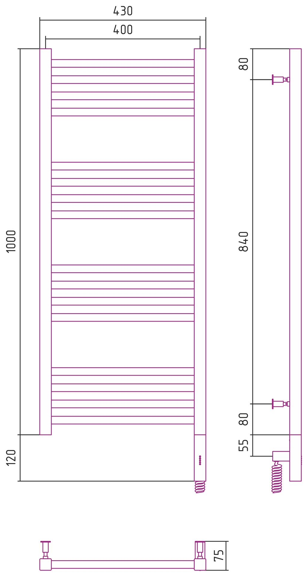 РЭБ "МОДУС 3.0" 1000х400 / МЭМ правый (Золото) 03-5701-1040