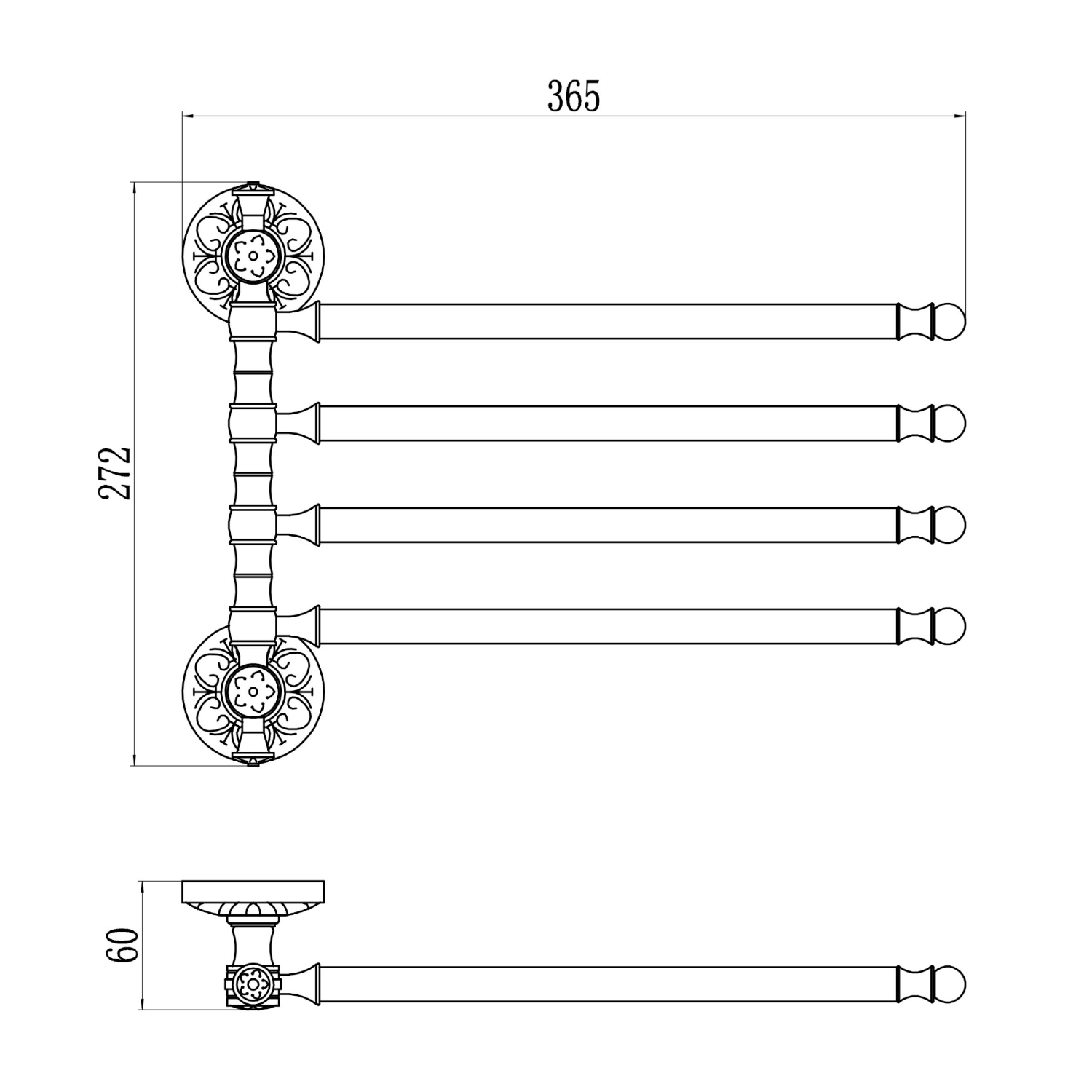 Полотенцедержатель Savol S-005804C, бронза