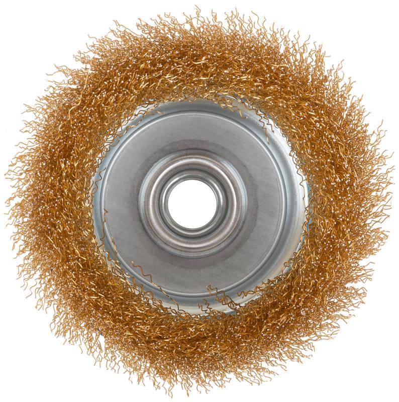 Щетка для УШМ М14 тип "Чашка" латунированная витая проволока 0.3мм 100мм Profi Cutop 82-518