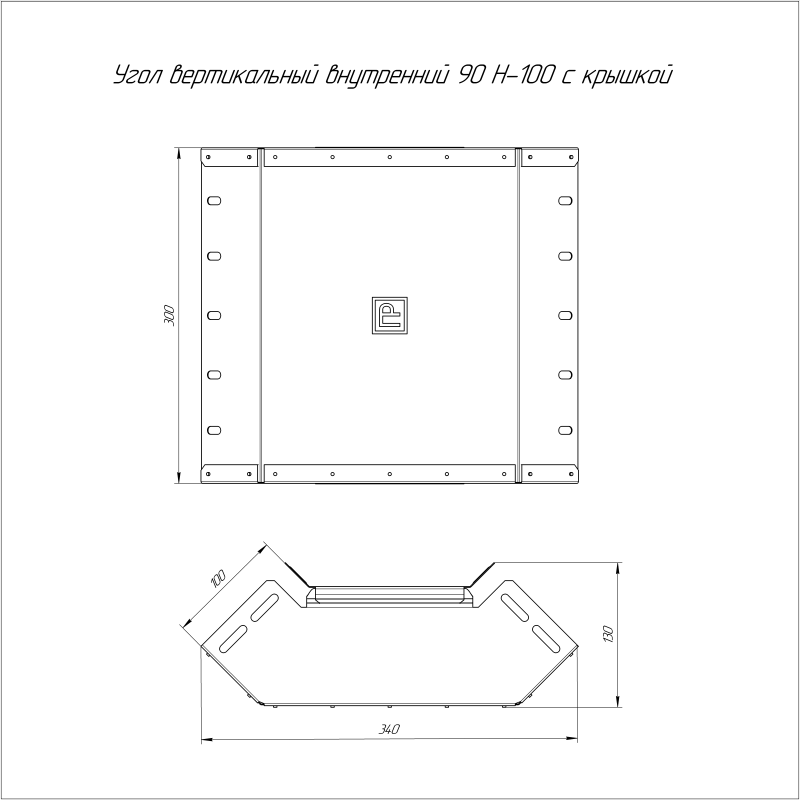 Угол вертикальный внутренний 90град. 300х100 с крышкой Стандарт Промрукав PR16.0533