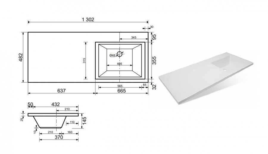 Тумба напольная "Даллас 130", Люкс белая, PLUS