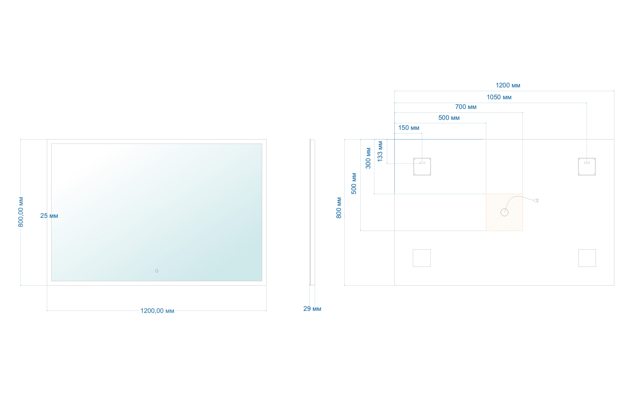 Зеркало ABBER See AG6107SXL-1.2 с подсветкой, сенсорный выключатель, диммер