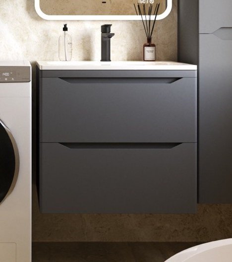 Тумба подвесная "Марелла 60" (2 ящ.) Люкс антискрейтч серый, PLUS