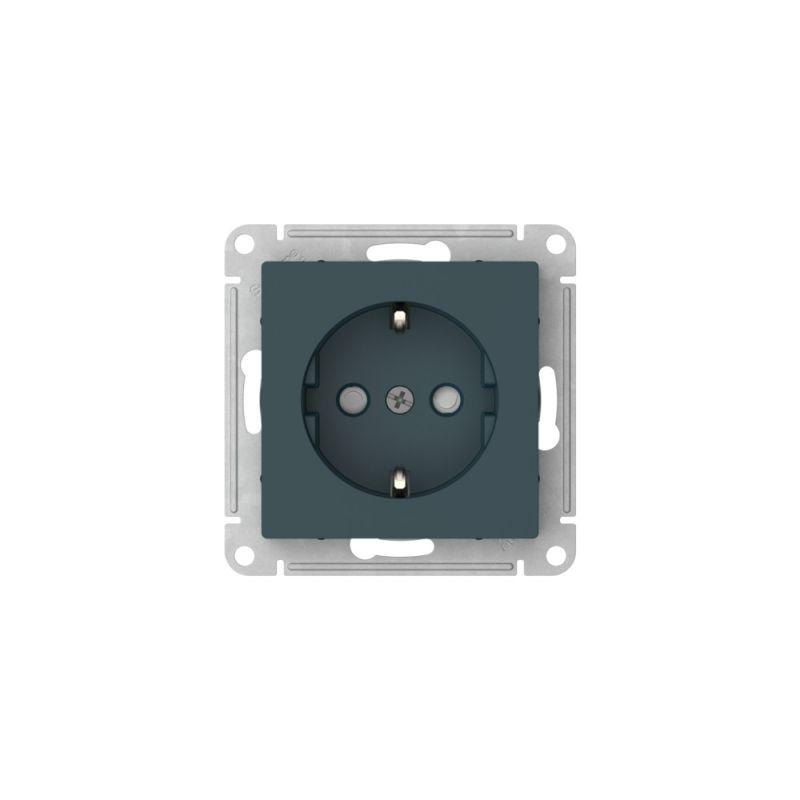 Розетка AtlasDesign 16А с заземл. защ. шторки быстрозажим. клем. механизм изумруд SE ATN000845S