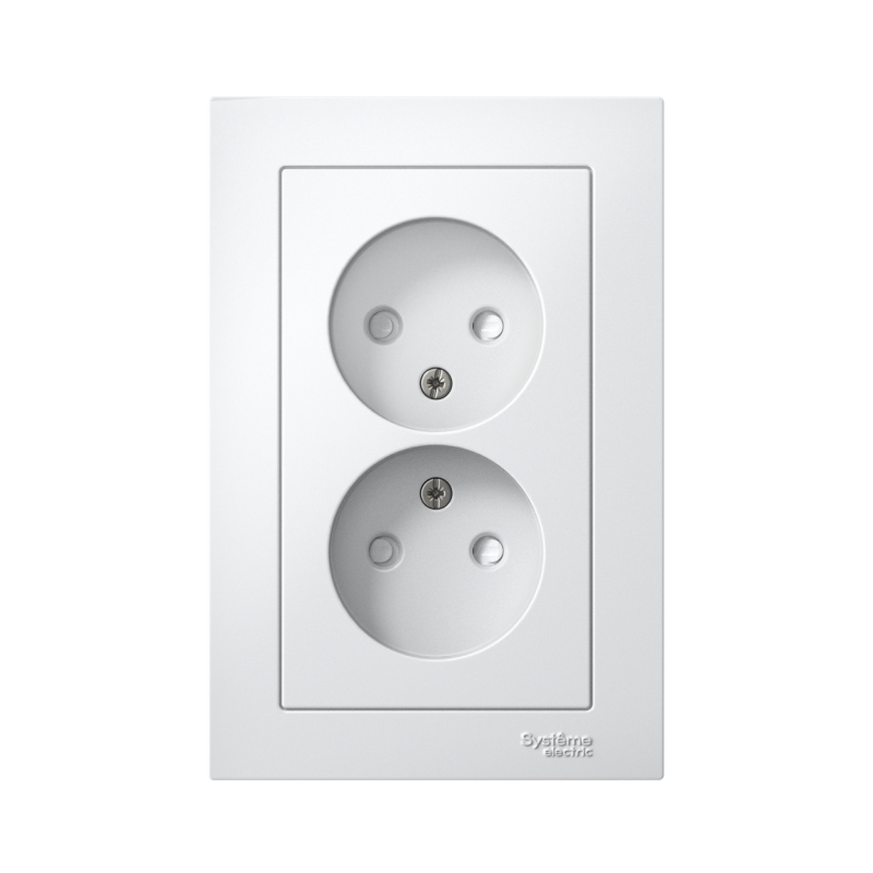 Розетка 2-м СП AtlasDesign 16А IP20 без заземл. защ. шторки в сборе бел. SE ATN000122