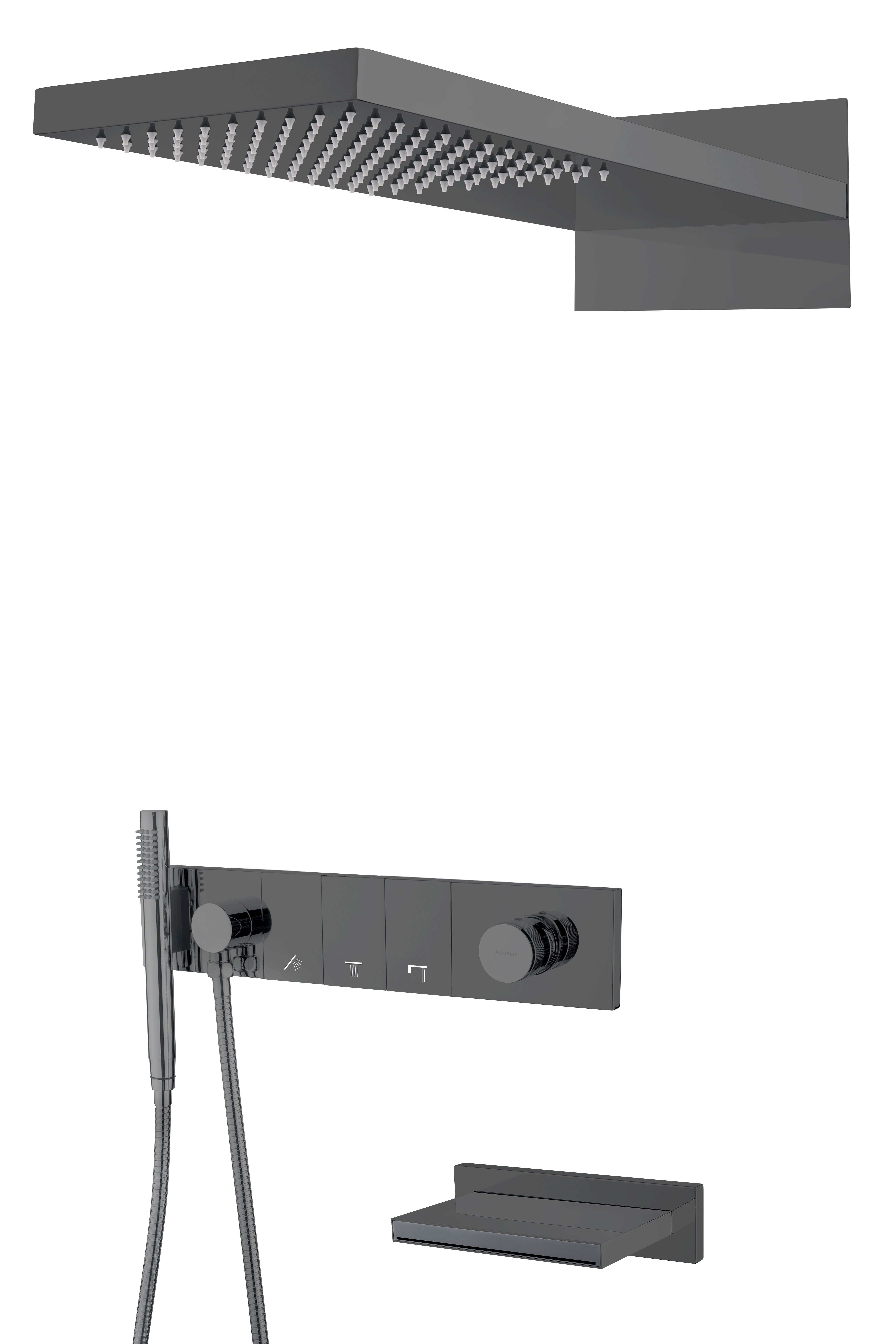 Встроенная душевая система  ZODIAC с термостатом, трехпозиционная Black