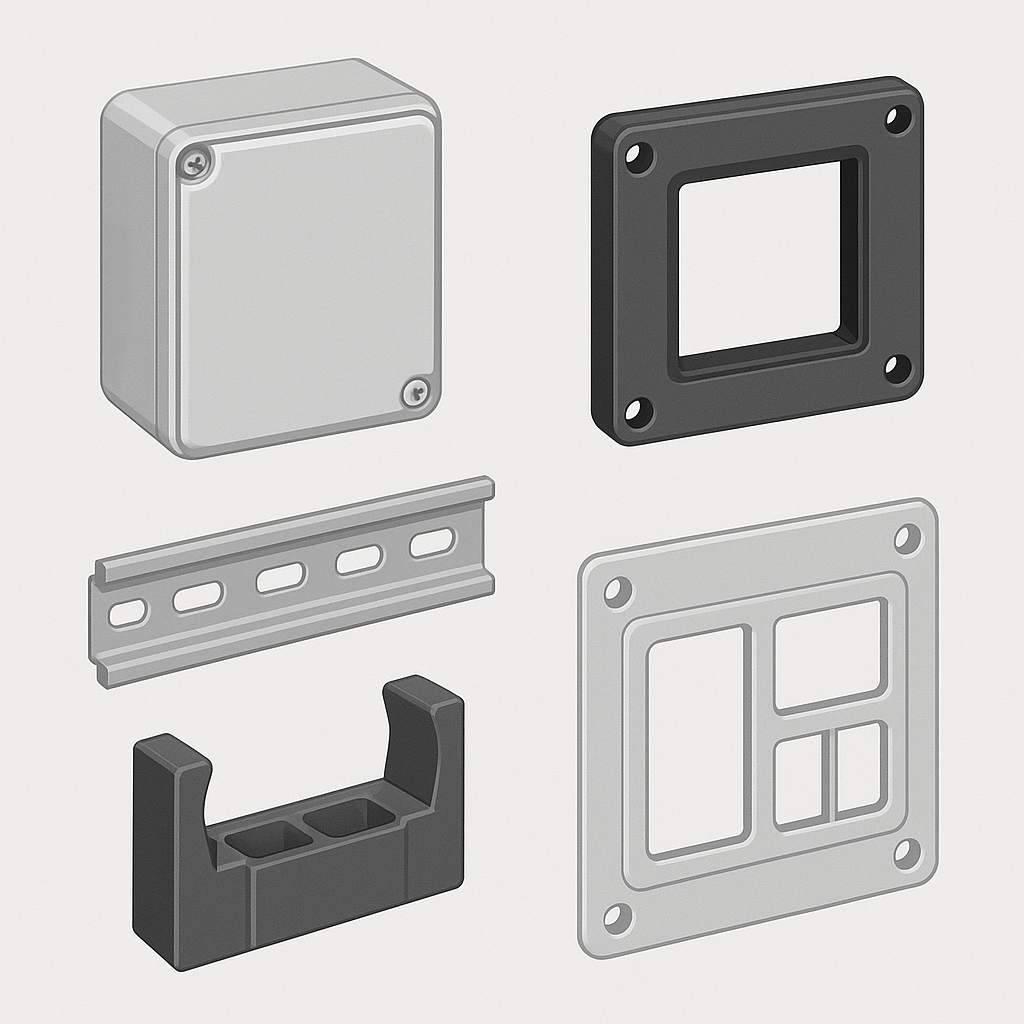 Корпуса, держатели, панели