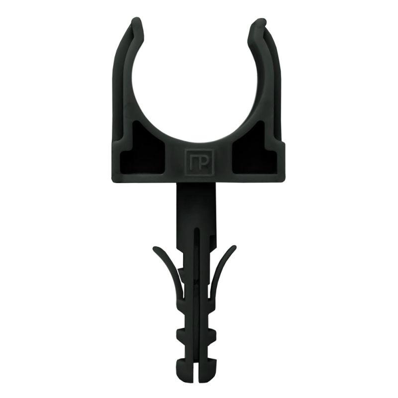 Держатель для труб (клипса) d16мм с дюбелем черн. (в малой упак.) (уп.10шт) Промрукав PR13.0303